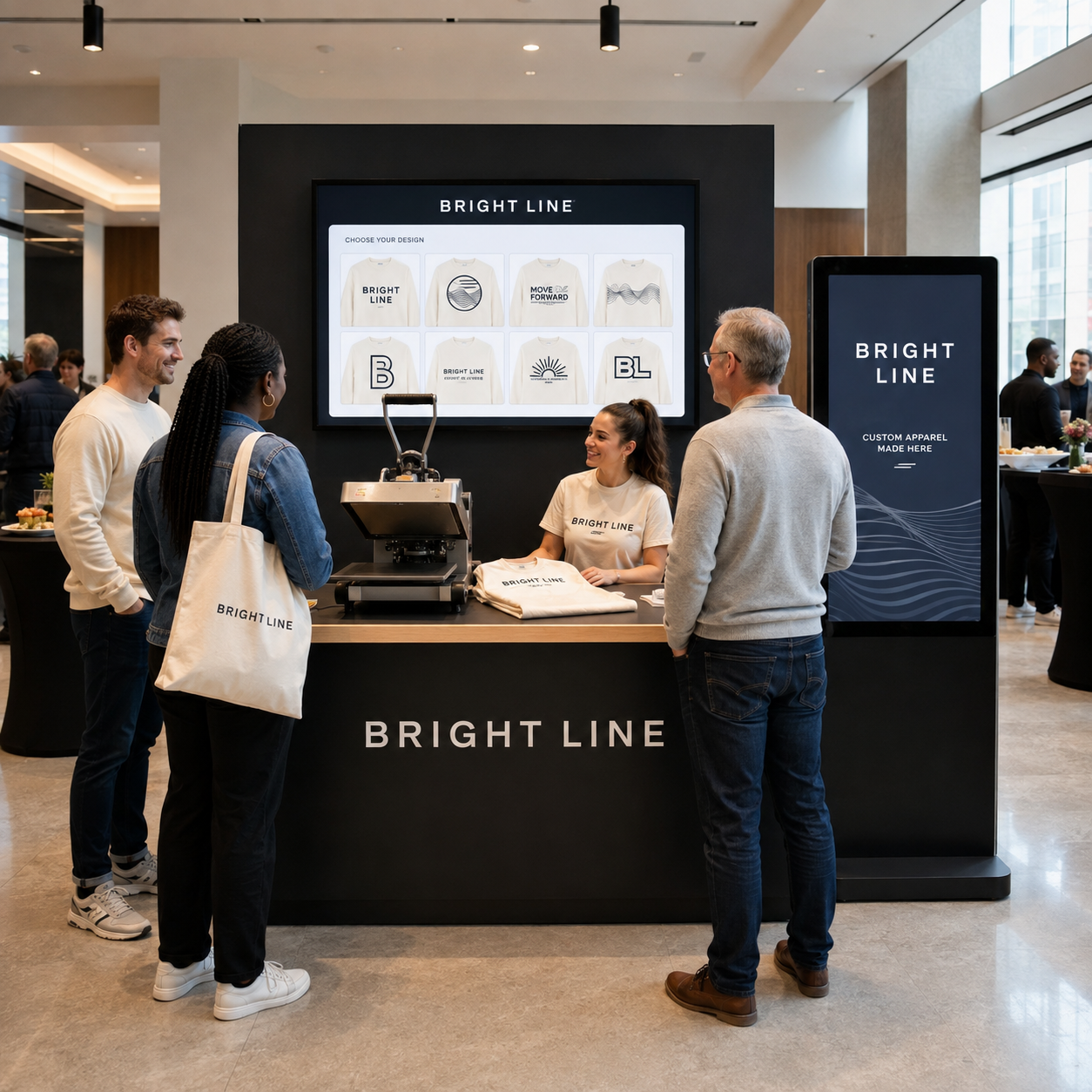 Branded printing counter running at a corporate event