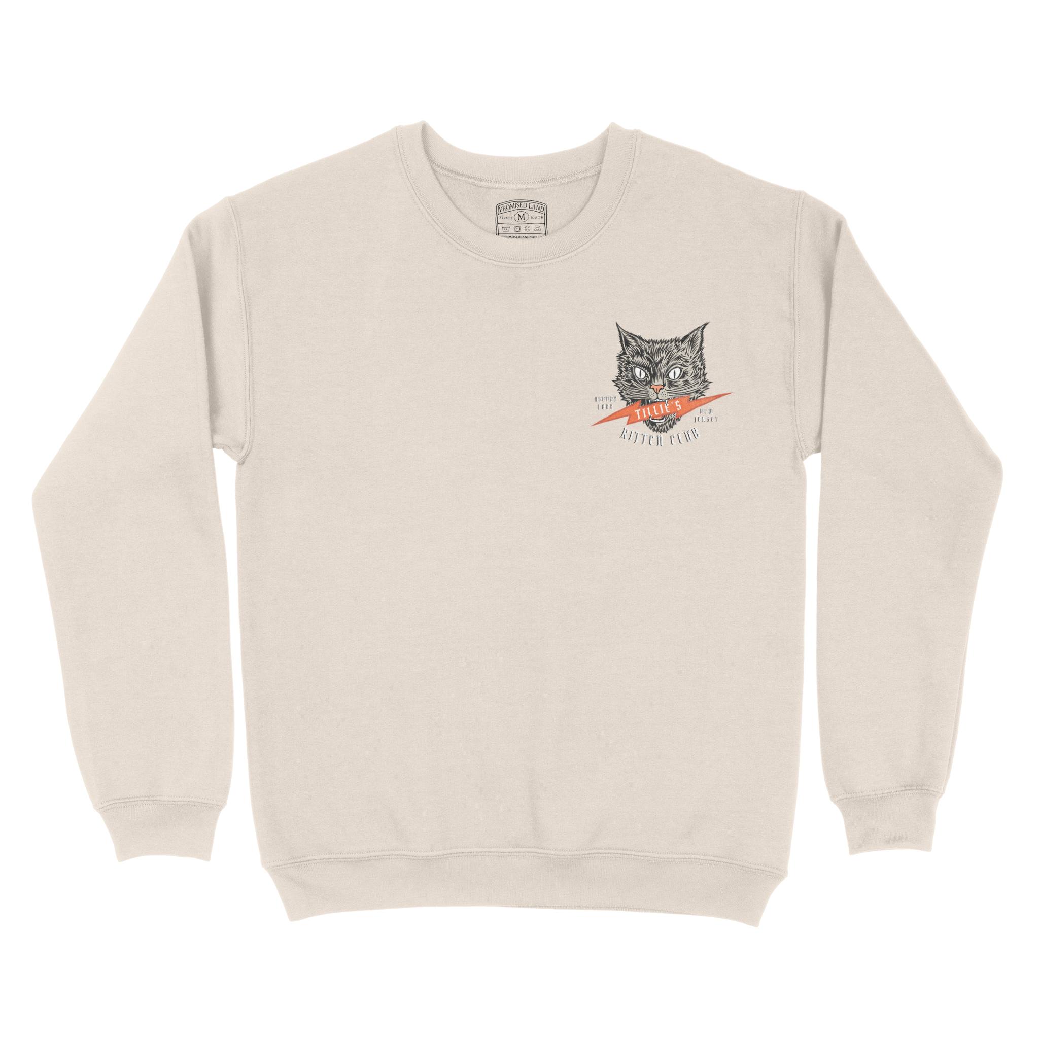 Asbury Park Kitten Club Crewneck in Natural - front view