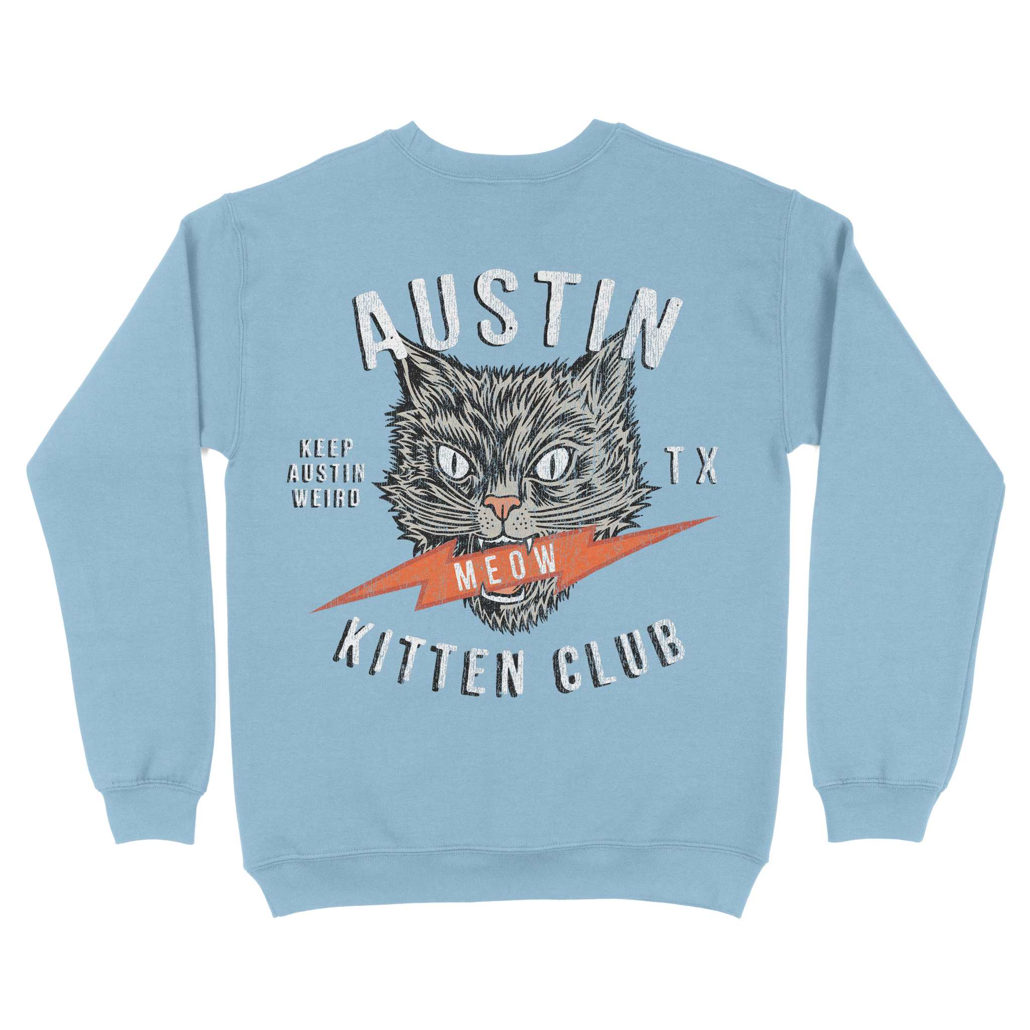 Austin Kitten Club Crewneck Light Blue back
