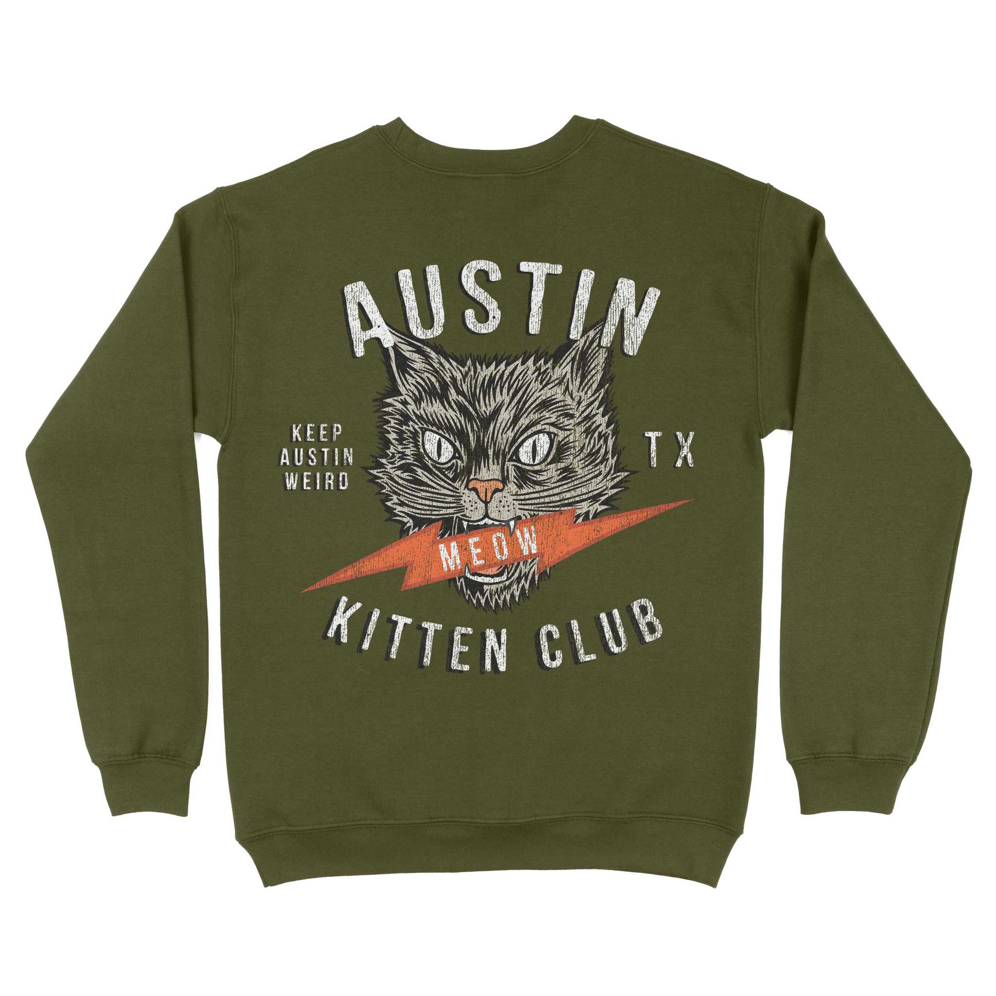 Austin Kitten Club Crewneck Military Green back