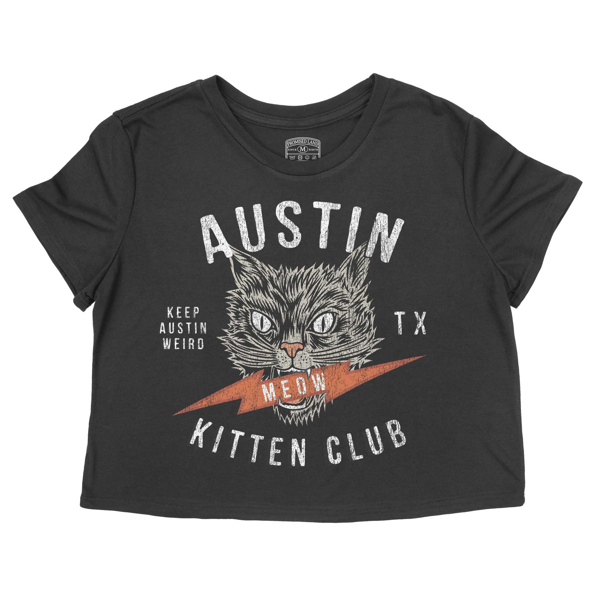 Austin Kitten Club Cropped Tee Black front