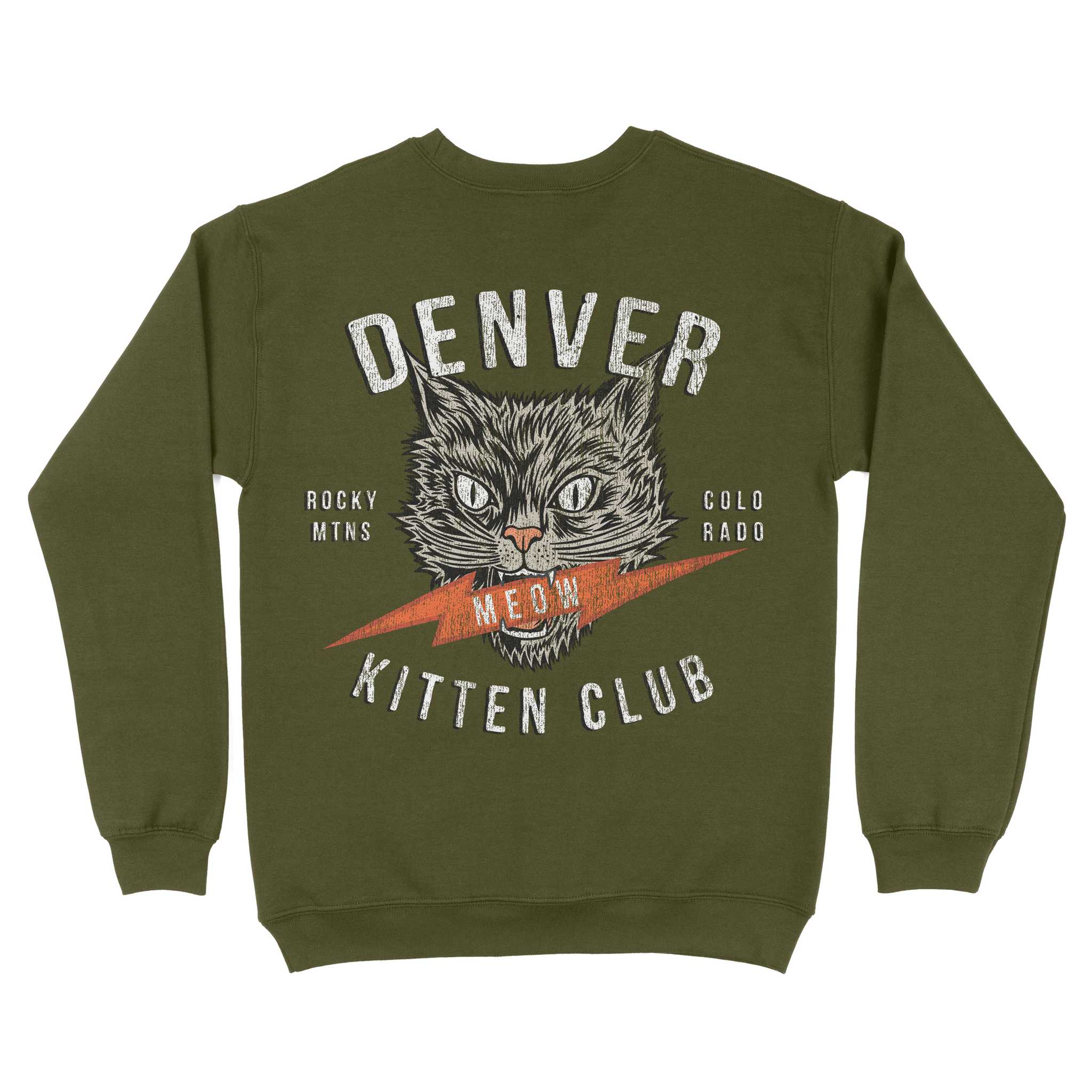 Denver Kitten Club Crewneck Military Green back