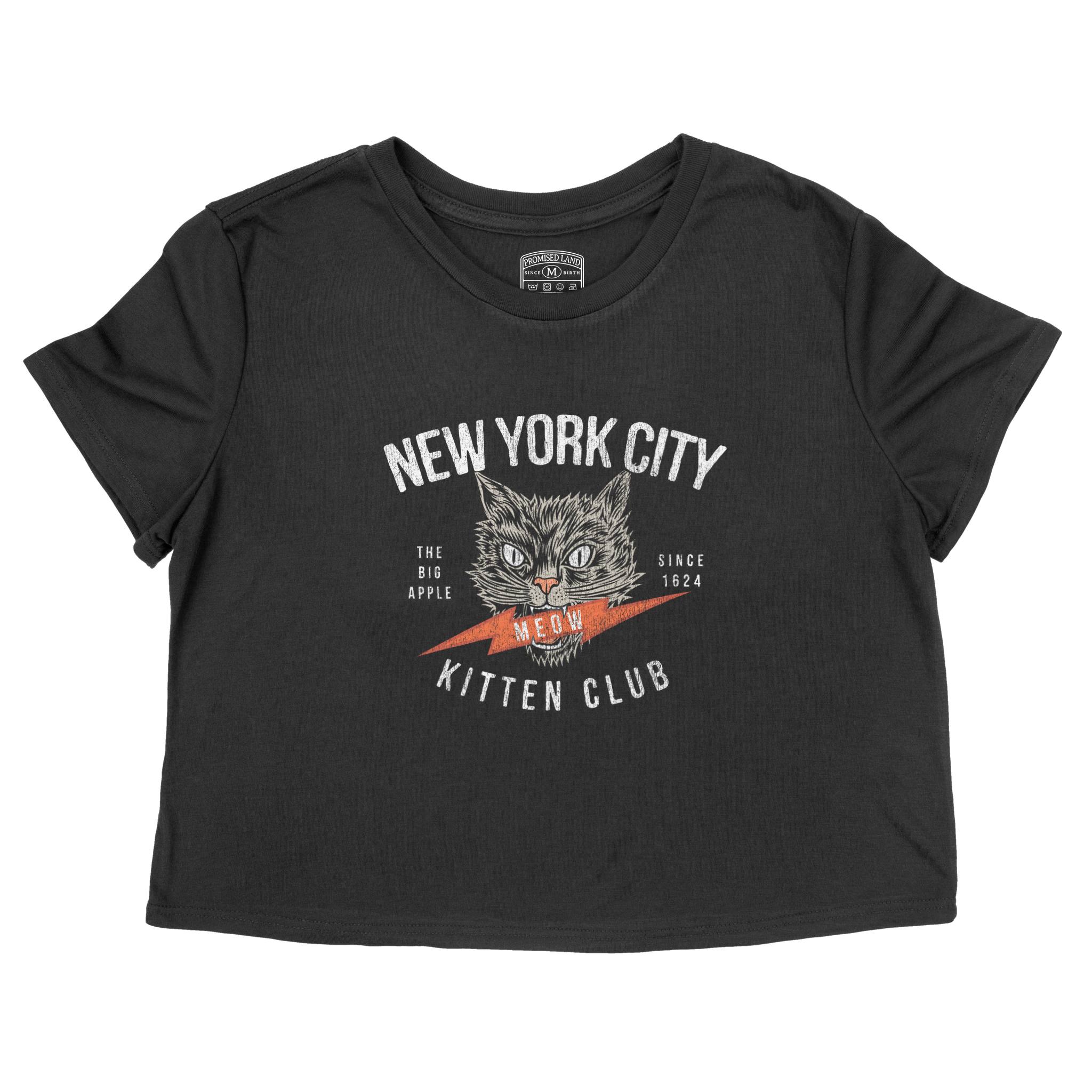 New York Cropped Tee in Black - front view