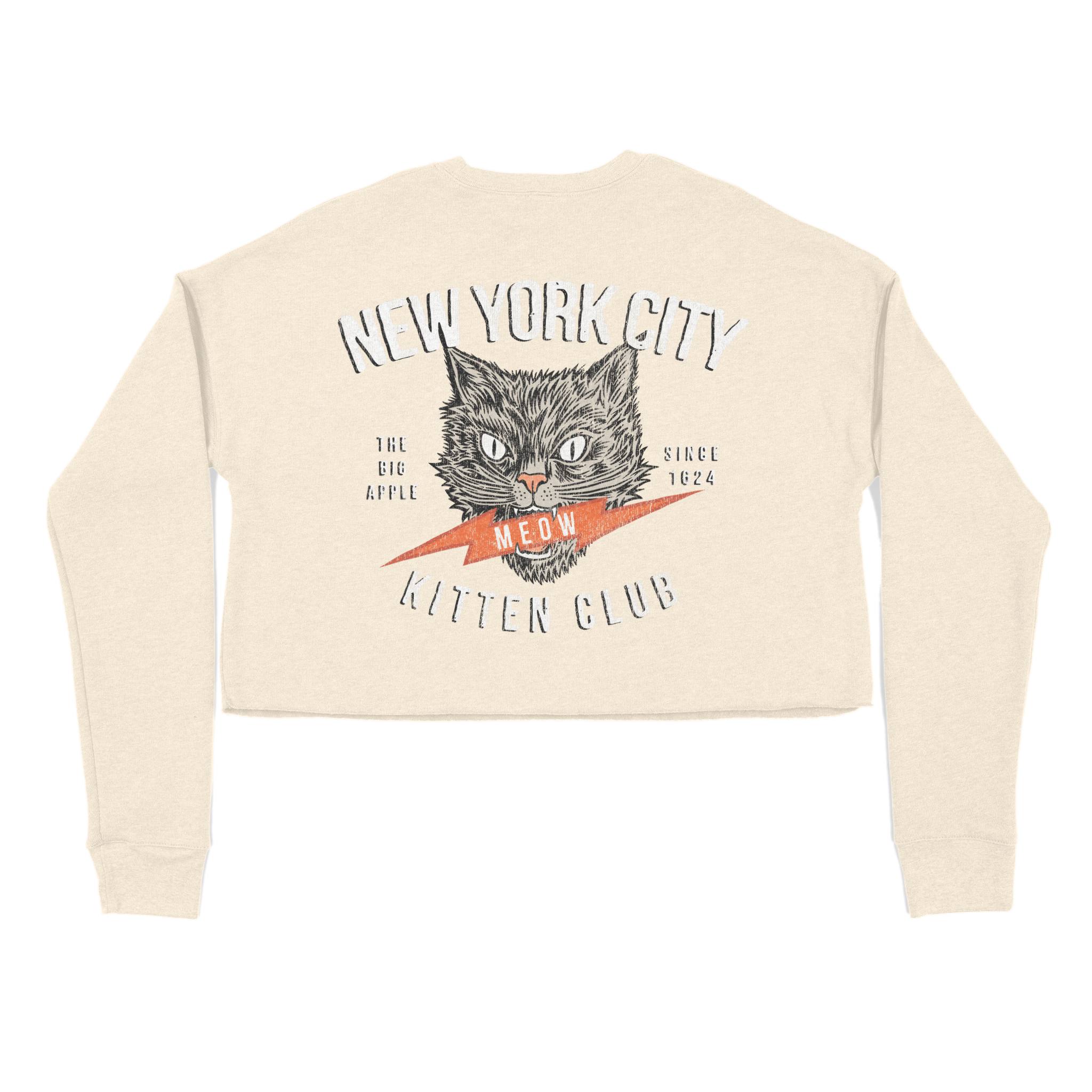 New York Kitten Club Cropped Crew in Natural - back view
