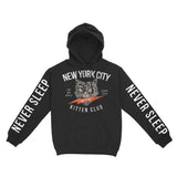 New York Hoodie in Black - front-sleeves view