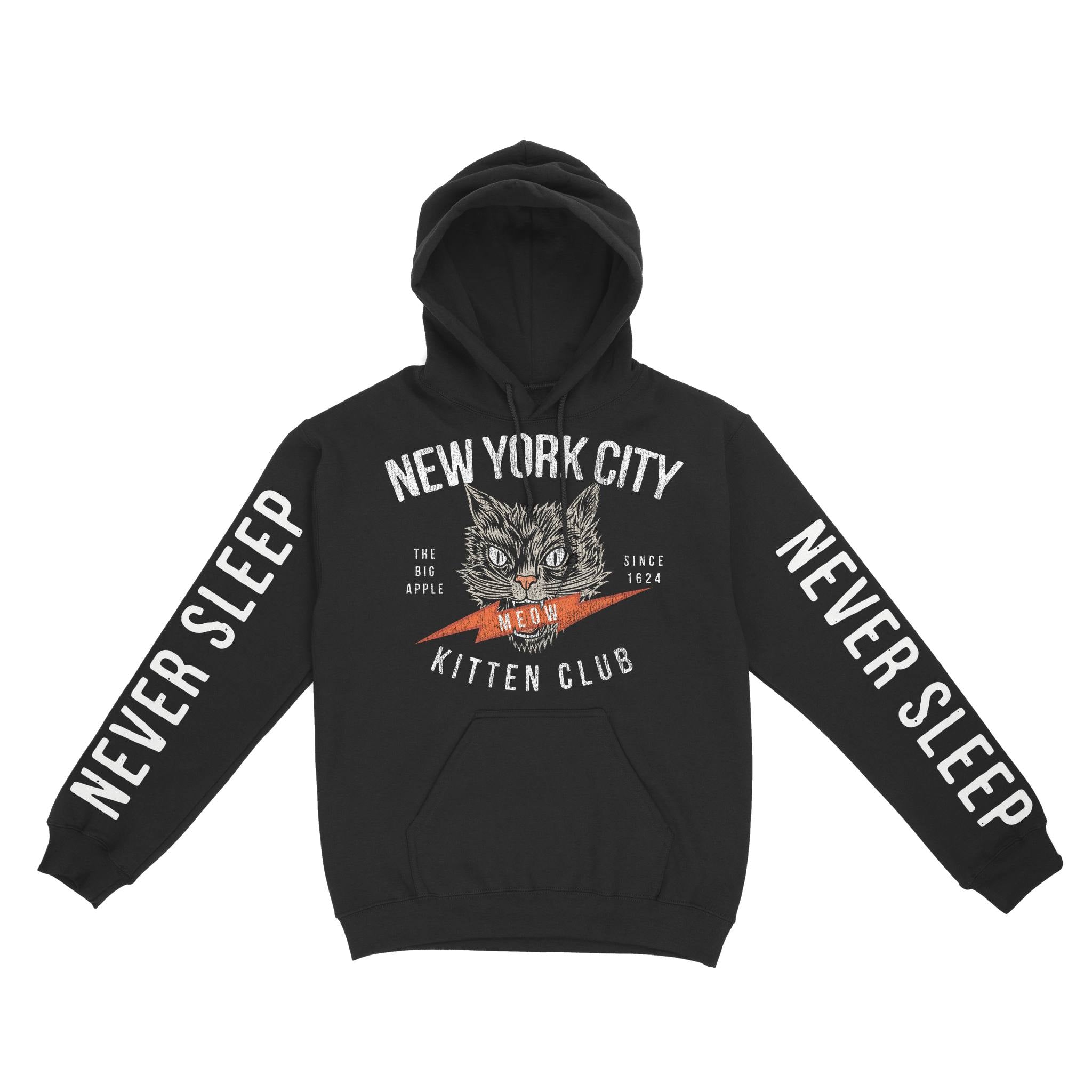New York Hoodie in Black - front-sleeves view
