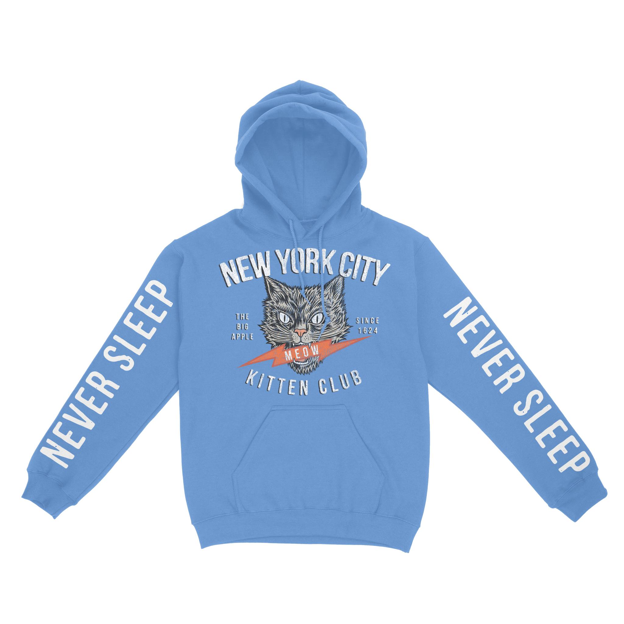 New York Hoodie in Carolina Blue - front-sleeves view