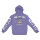 New York Hoodie in Violet - front-sleeves view