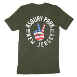 Asbury Park Peace Lover T-Shirt in Military Green - back view