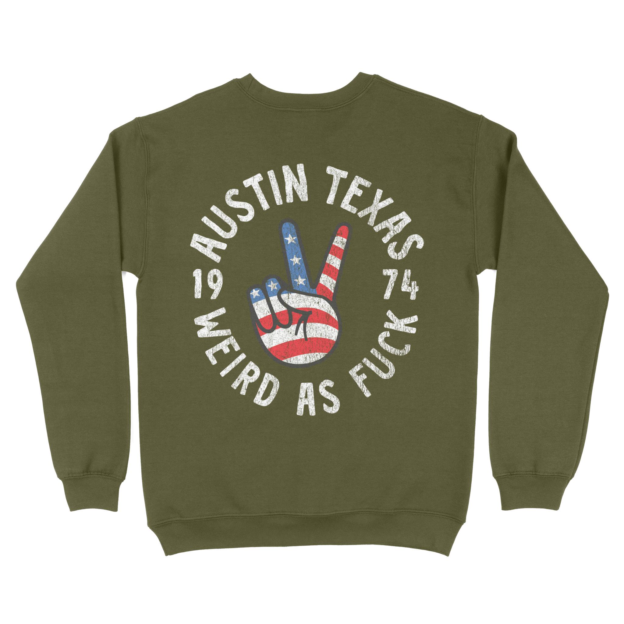 Austin Crewneck in Military Green - back view