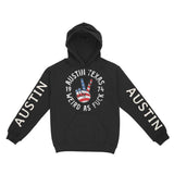 Austin Hoodie in Black - front-sleeves view