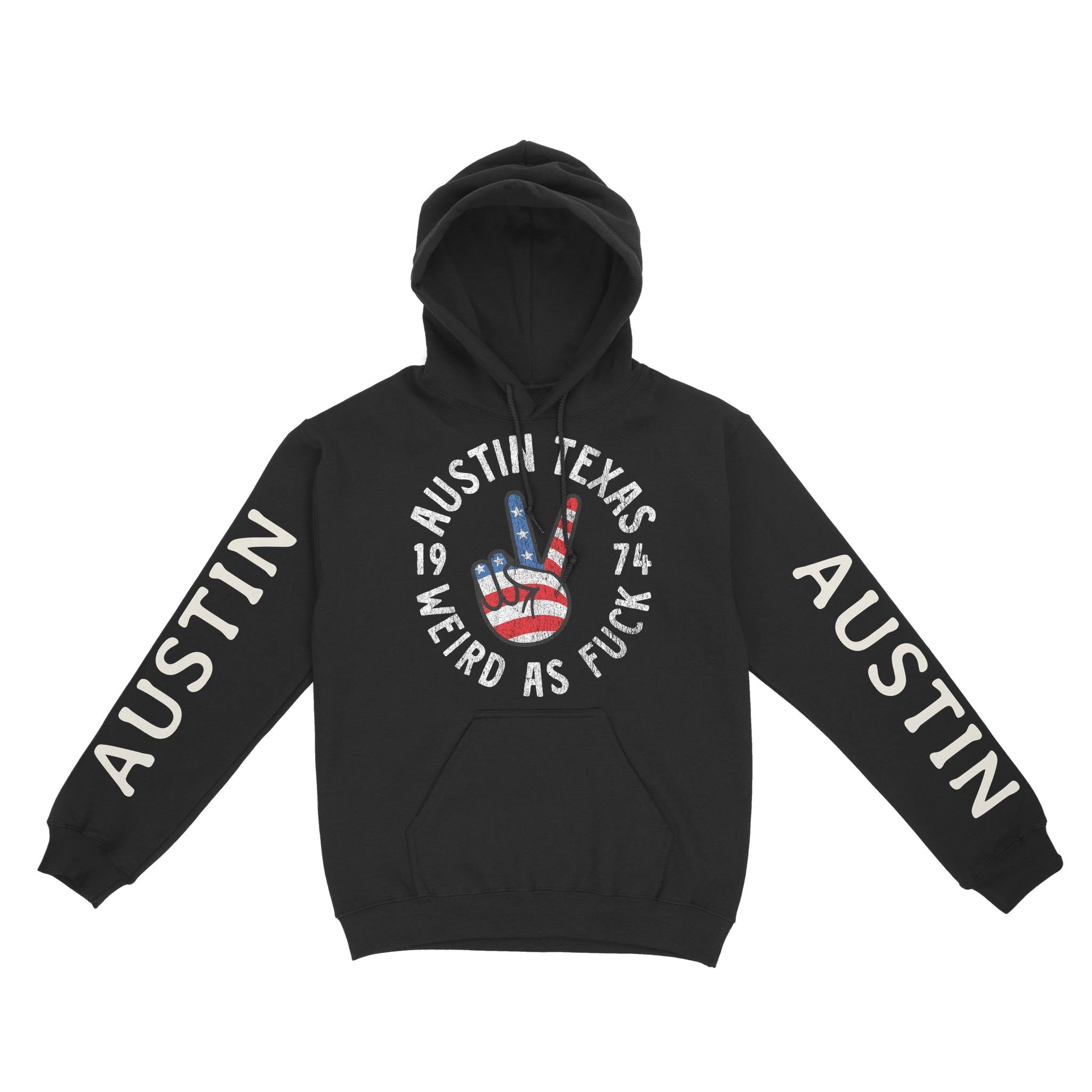 Austin Hoodie in Black - front-sleeves view