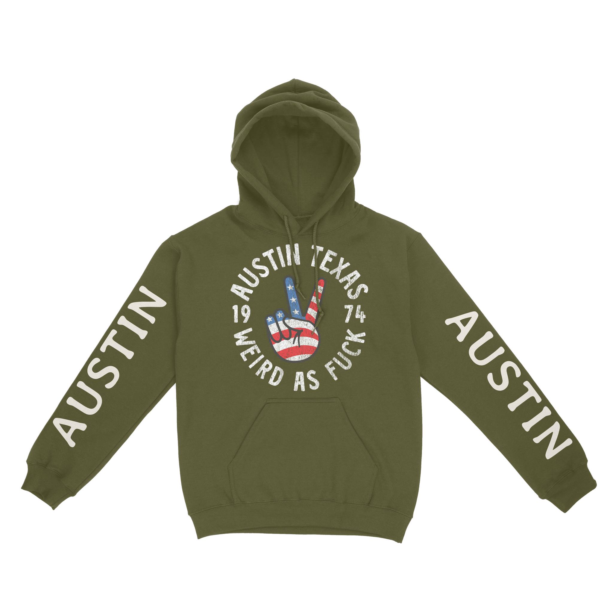 Austin Hoodie in Military Green - front-sleeves view