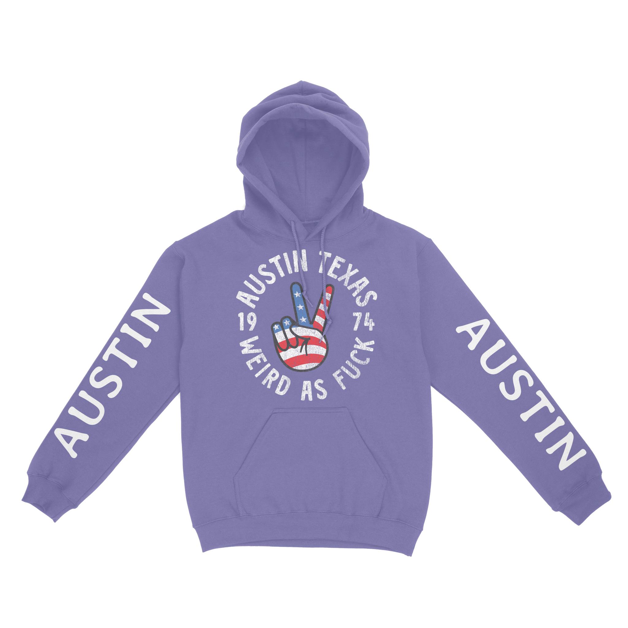 Austin Hoodie in Violet - front-sleeves view