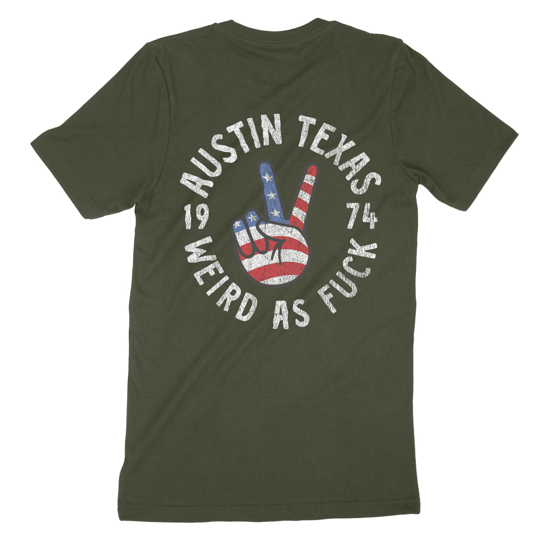 Austin Peace Lover T-Shirt Military Green back