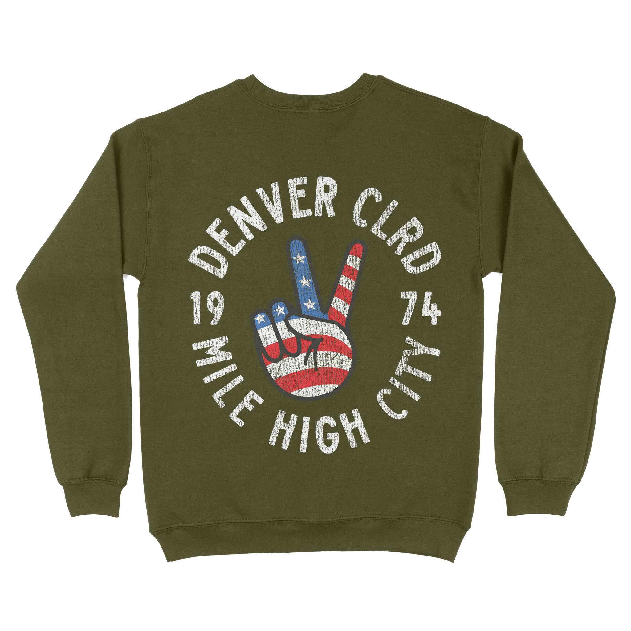 Denver Peace Lover Crewneck Military Green back