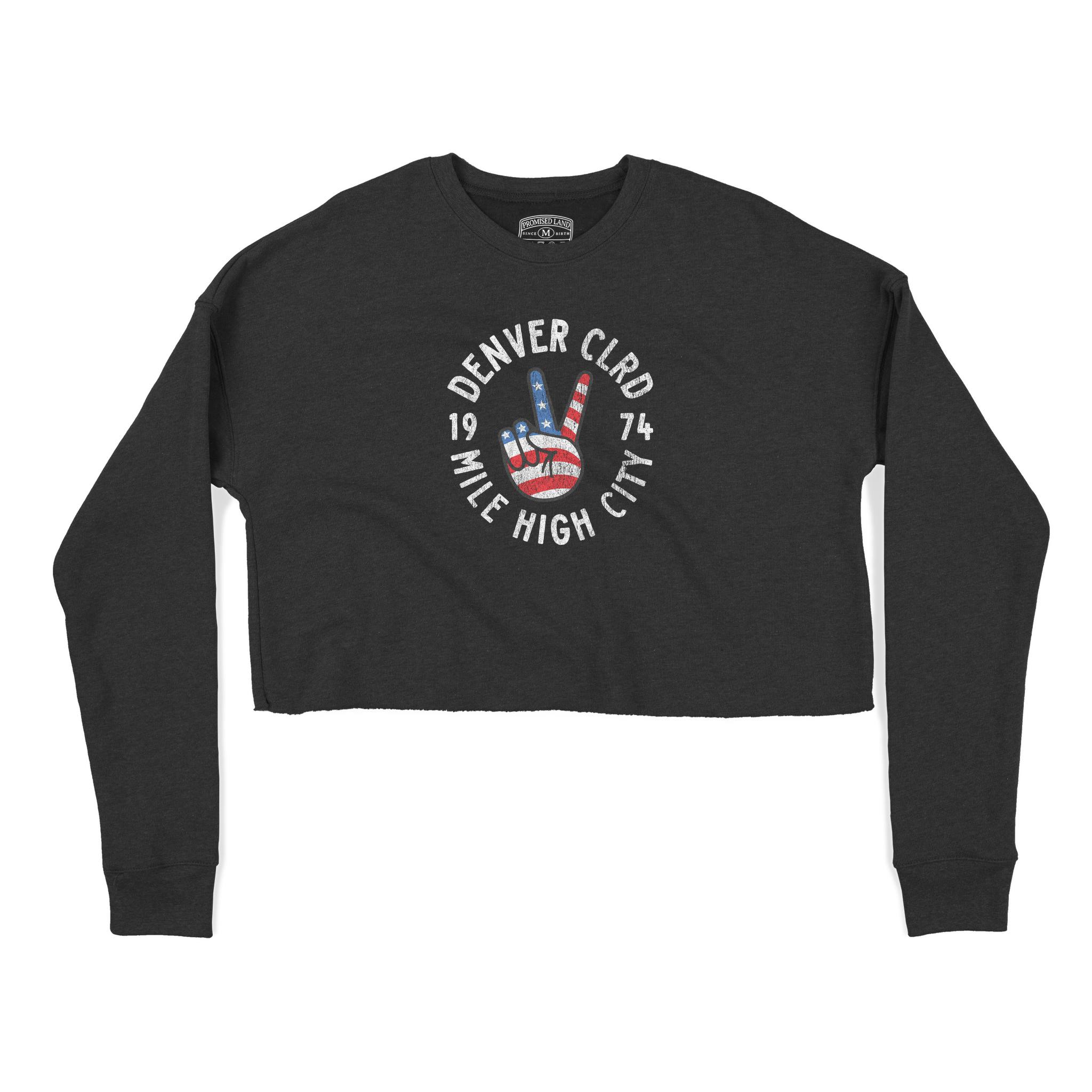 Denver Cropped Crew in Black - front view