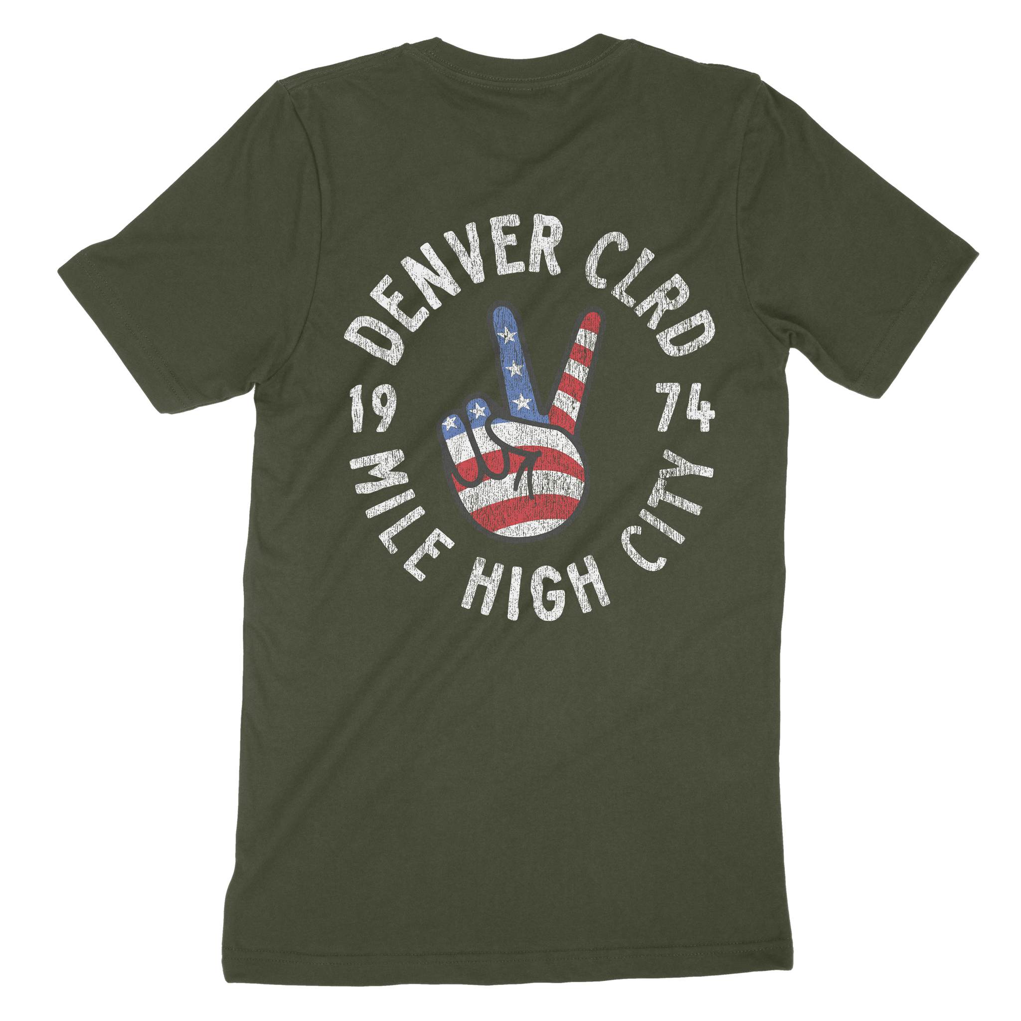 Denver Peace Lover T-Shirt Military Green back
