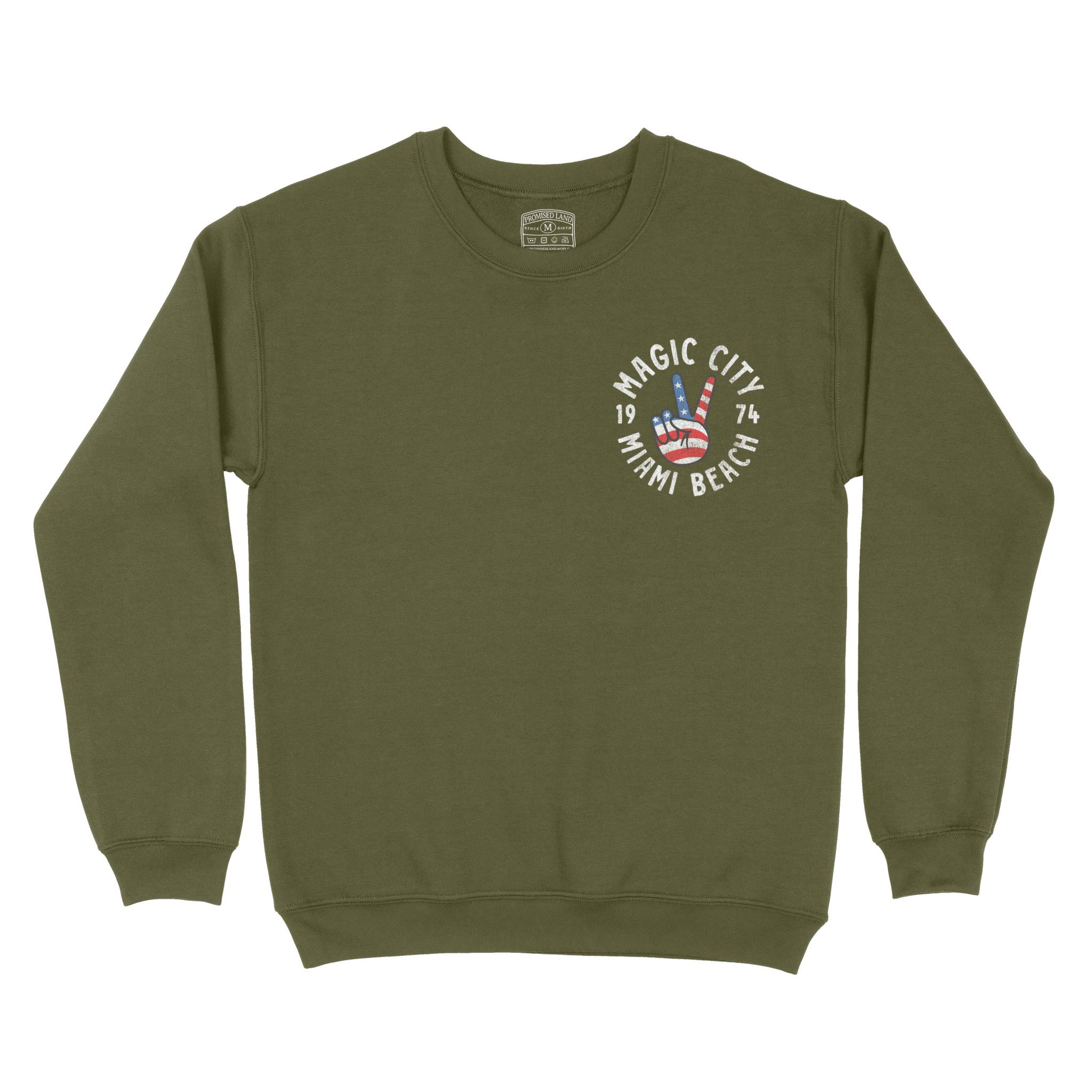 Miami Crewneck in Military Green - front view