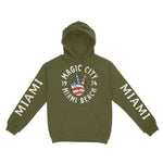 Miami Hoodie in Military Green - front-sleeves view