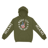 Miami Hoodie in Military Green - front-sleeves view