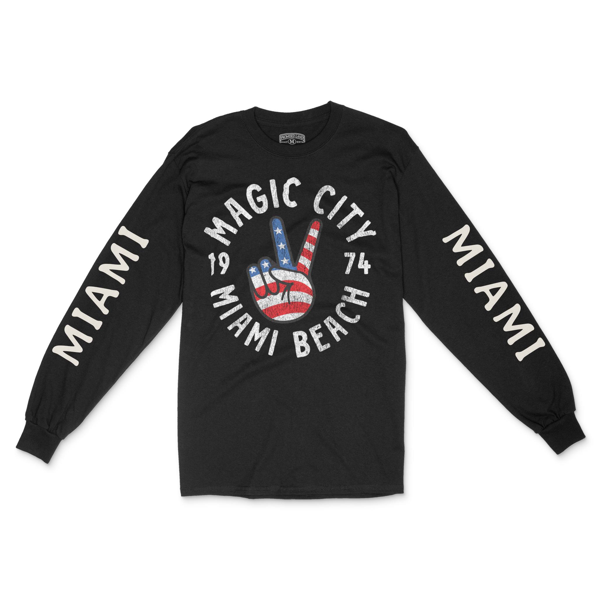 Miami Peace Lover Longsleeve in Black - front view with sleeves