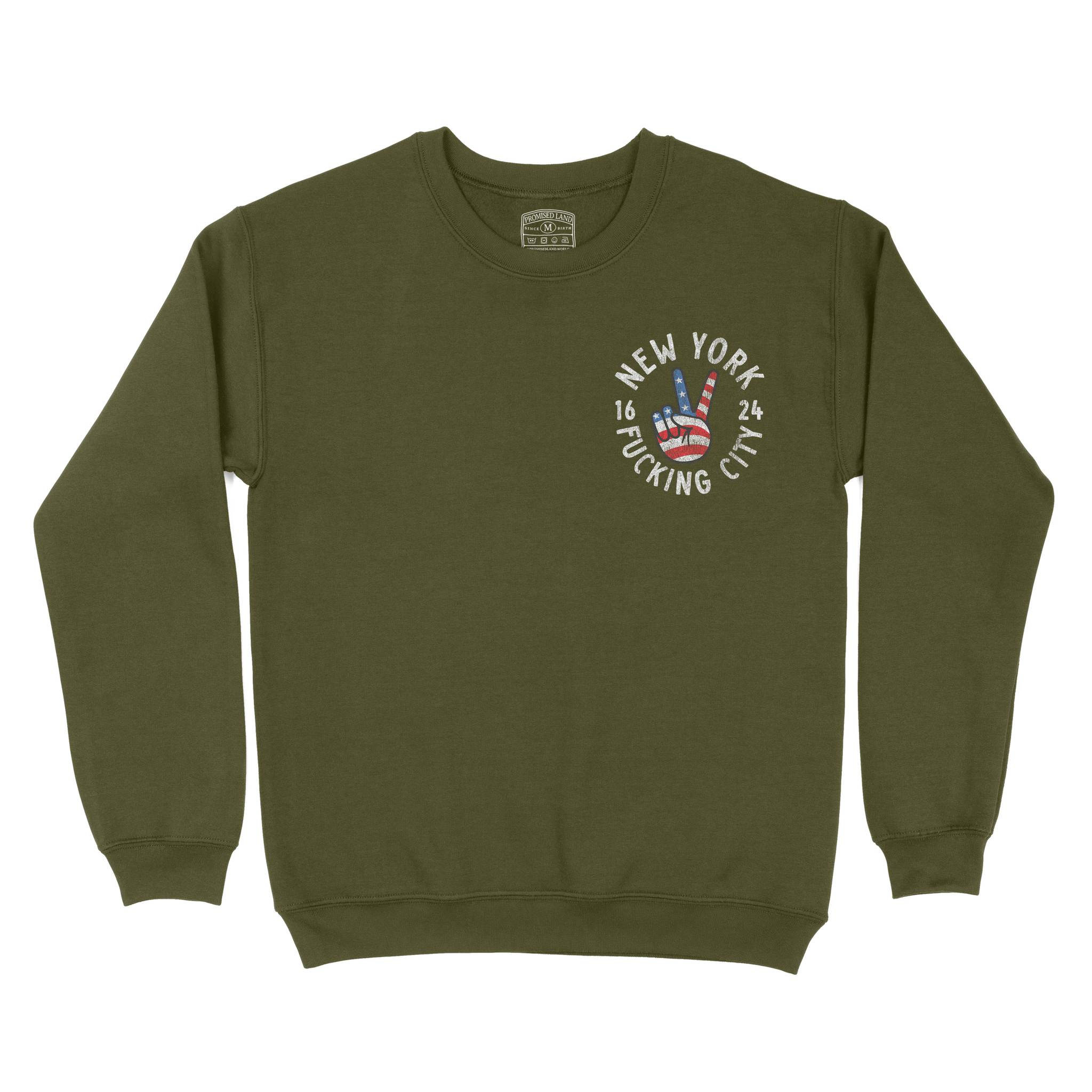 New York Peace Lover Crewneck Military_Green front
