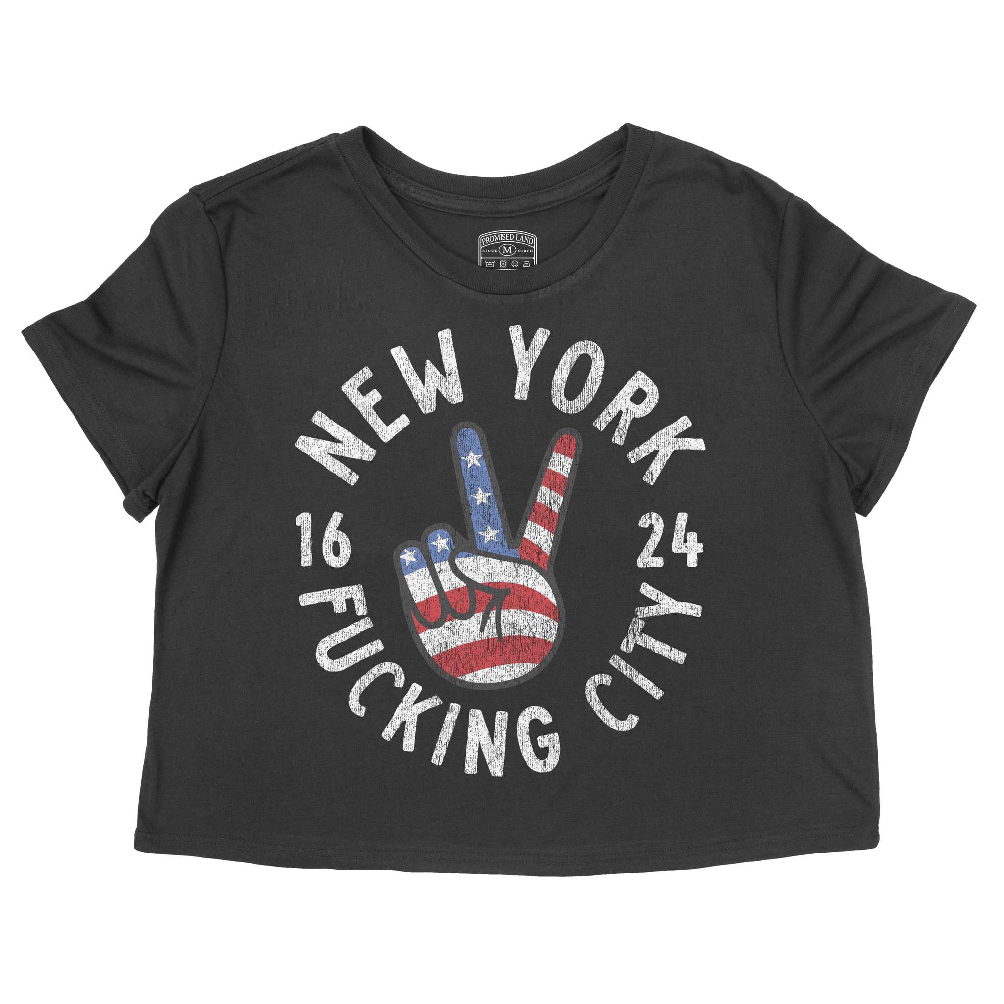 New York Peace Lover Cropped Tee Black front