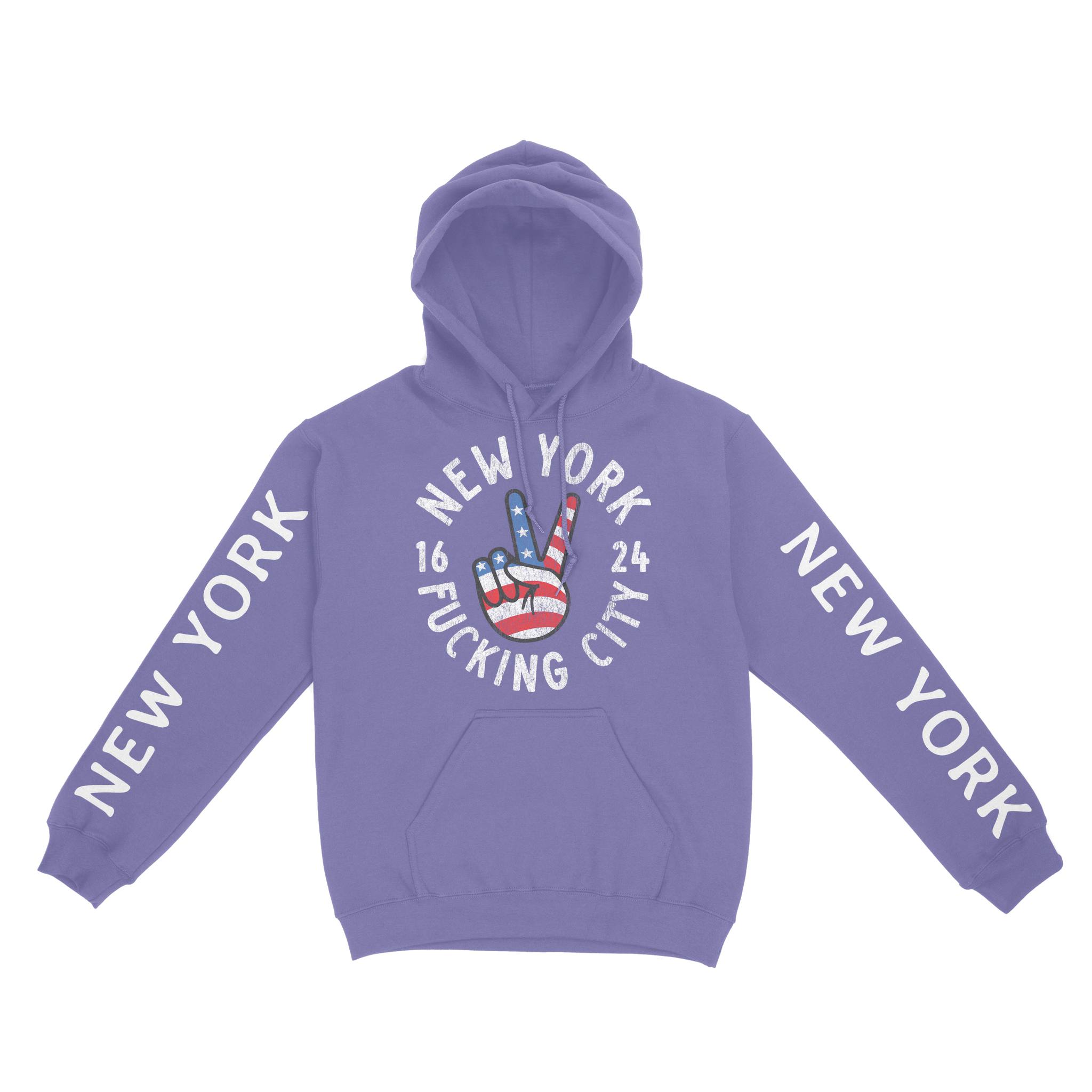 New York Hoodie in Violet - front-sleeves view