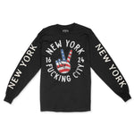 New York Peace Lover Longsleeve in Black - front view with sleeves