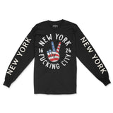New York Peace Lover Longsleeve in Black - front view with sleeves
