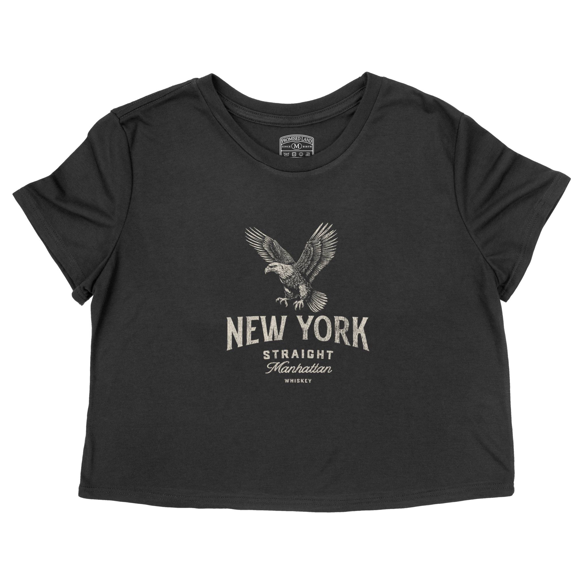 New York Cropped Tee in Black - front view