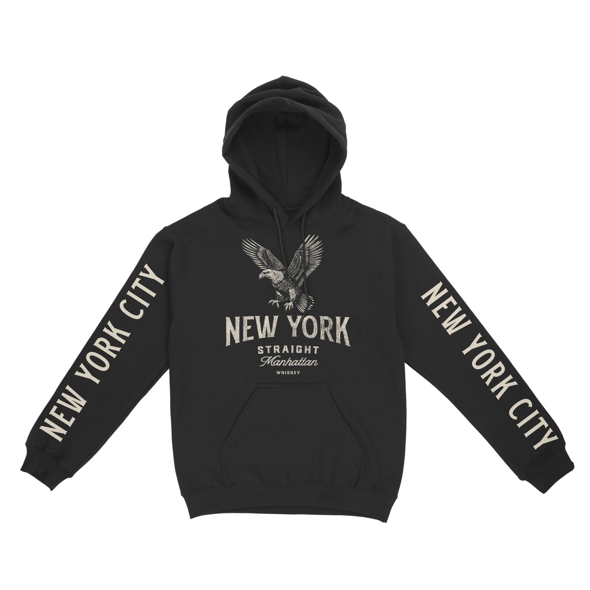 New York Hoodie in Black - front-sleeves view