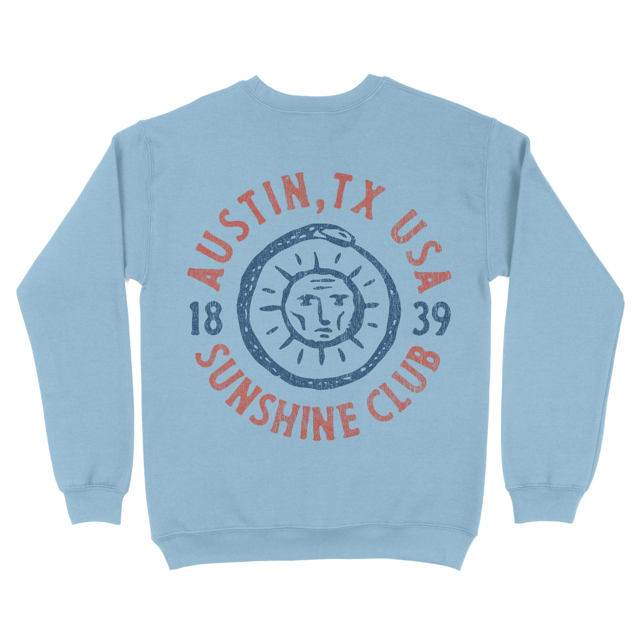 Austin Sun God Crewneck Light Blue back