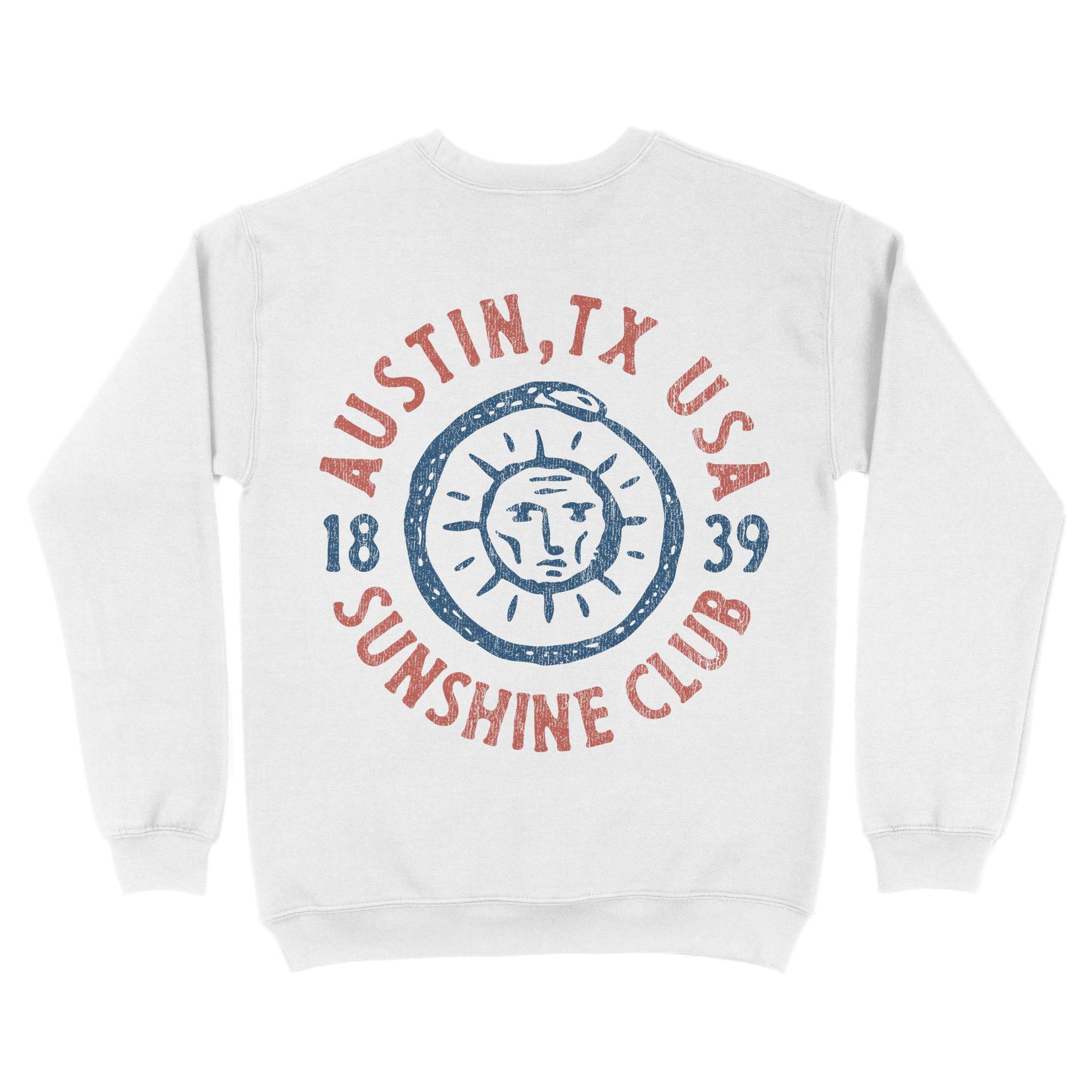 Austin Sun God Crewneck White back