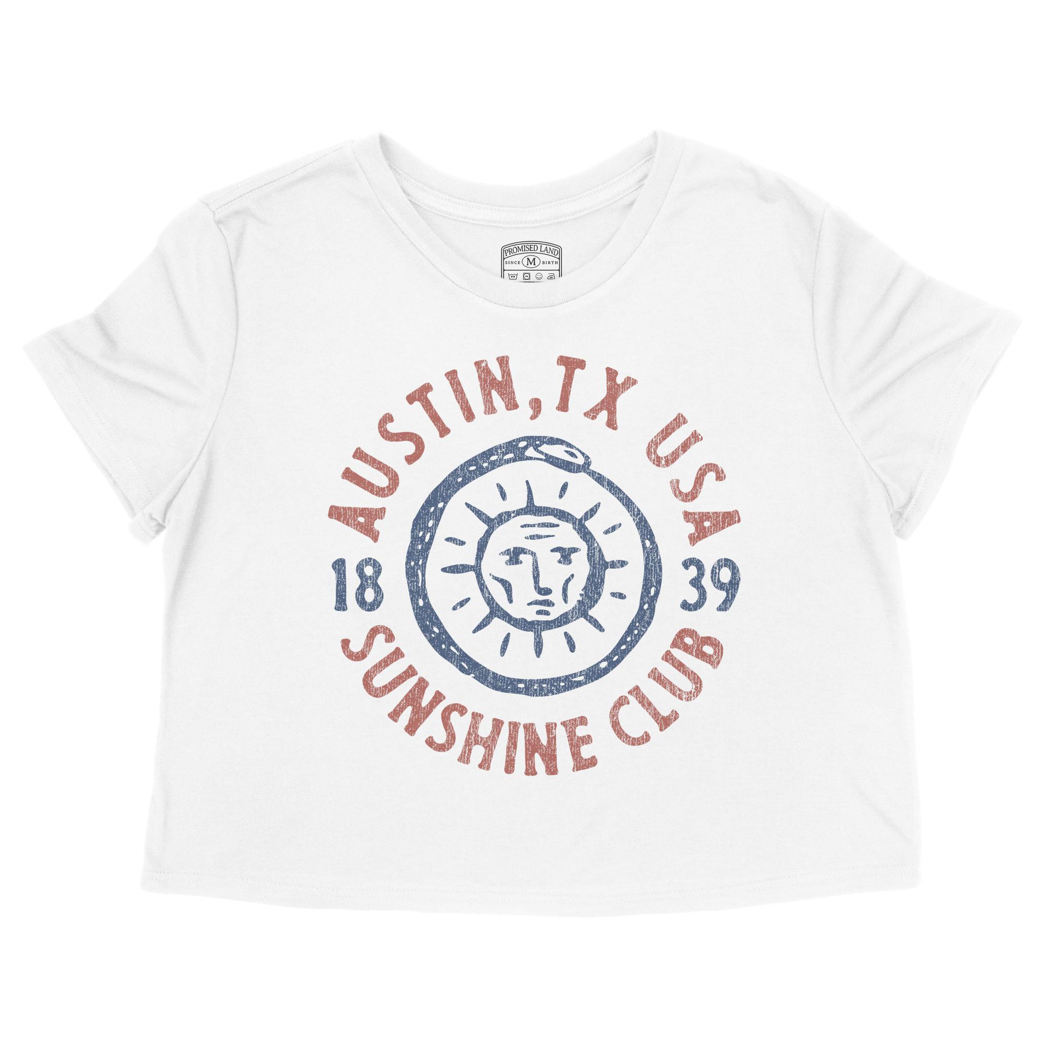Austin Sun God Cropped Tee White front