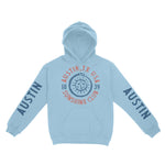 Austin Hoodie in Light Blue - front-sleeves view