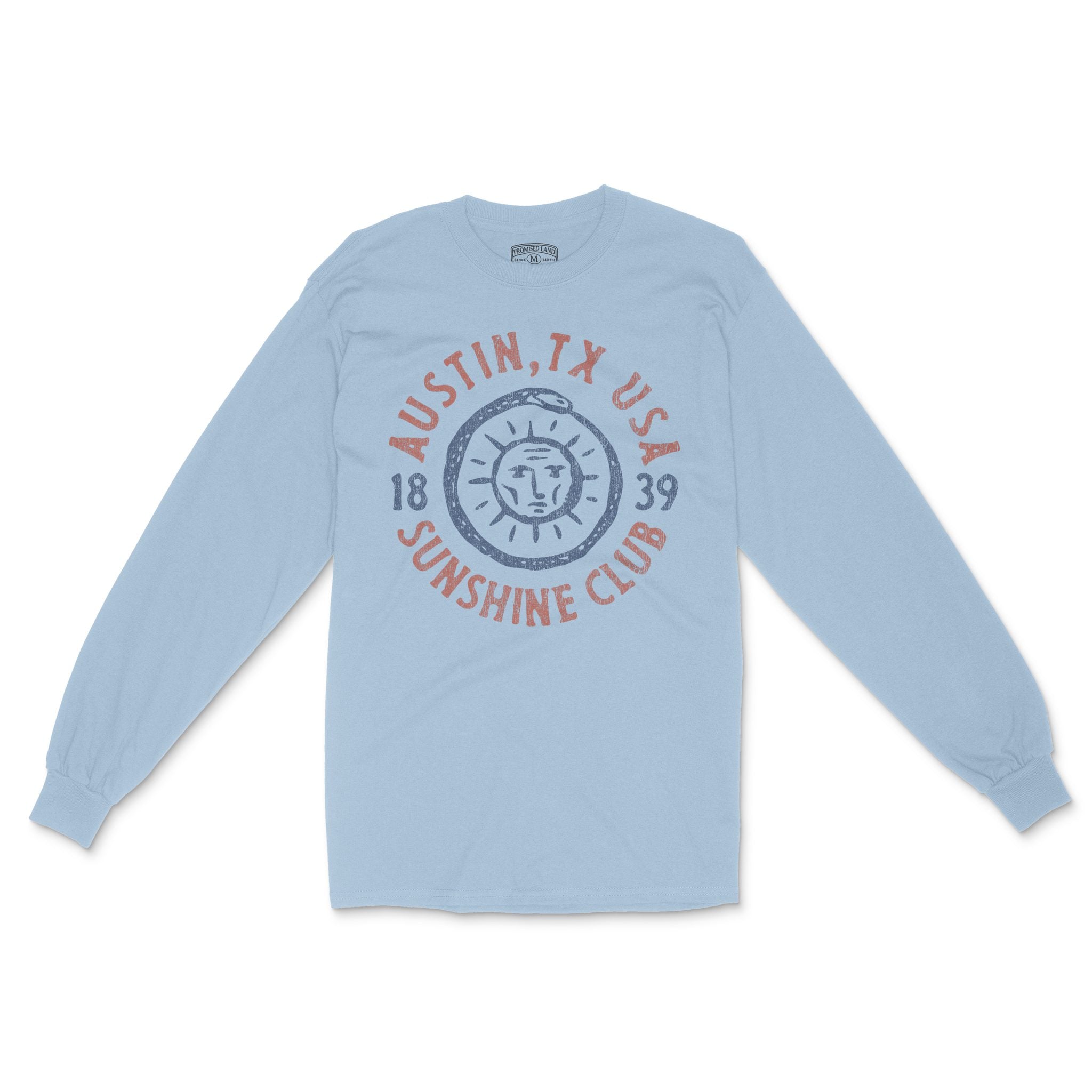 Austin Sun God Longsleeve in Light Blue - front view
