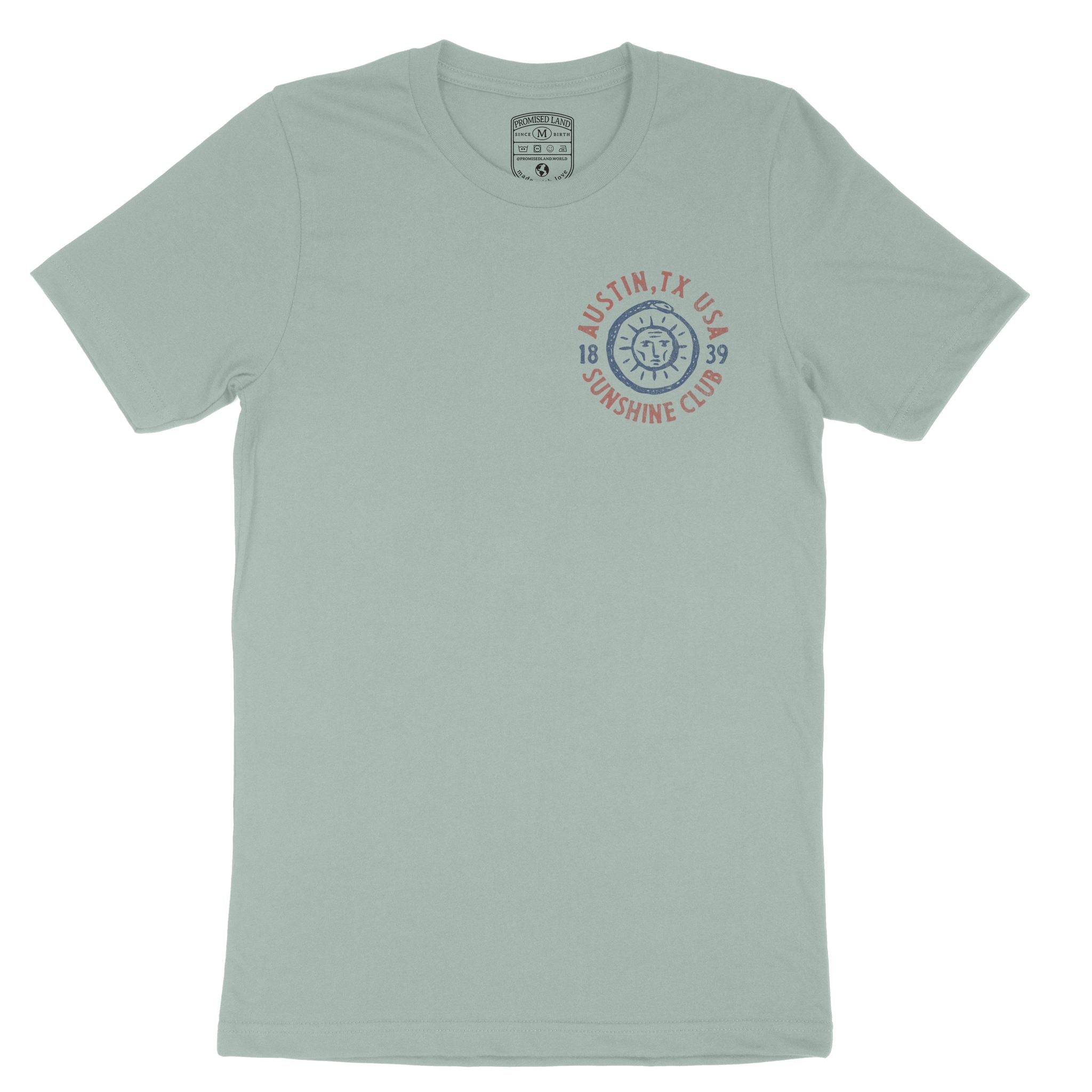 Austin Sun God T-Shirt Dusty Blue front