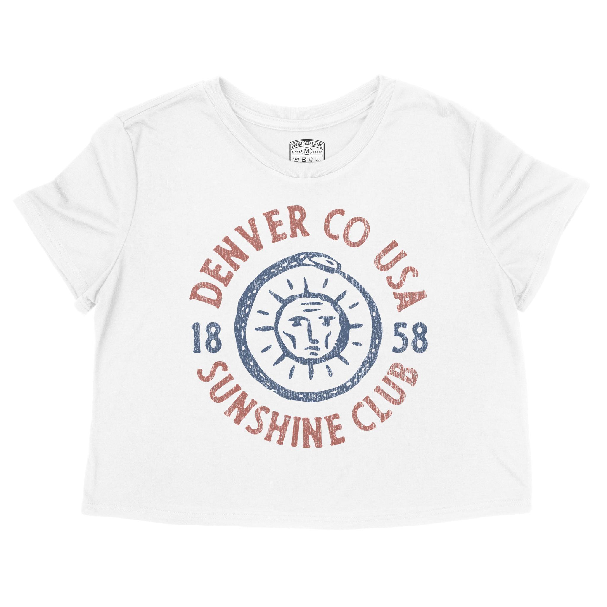 Denver Sun God Cropped Tee White front