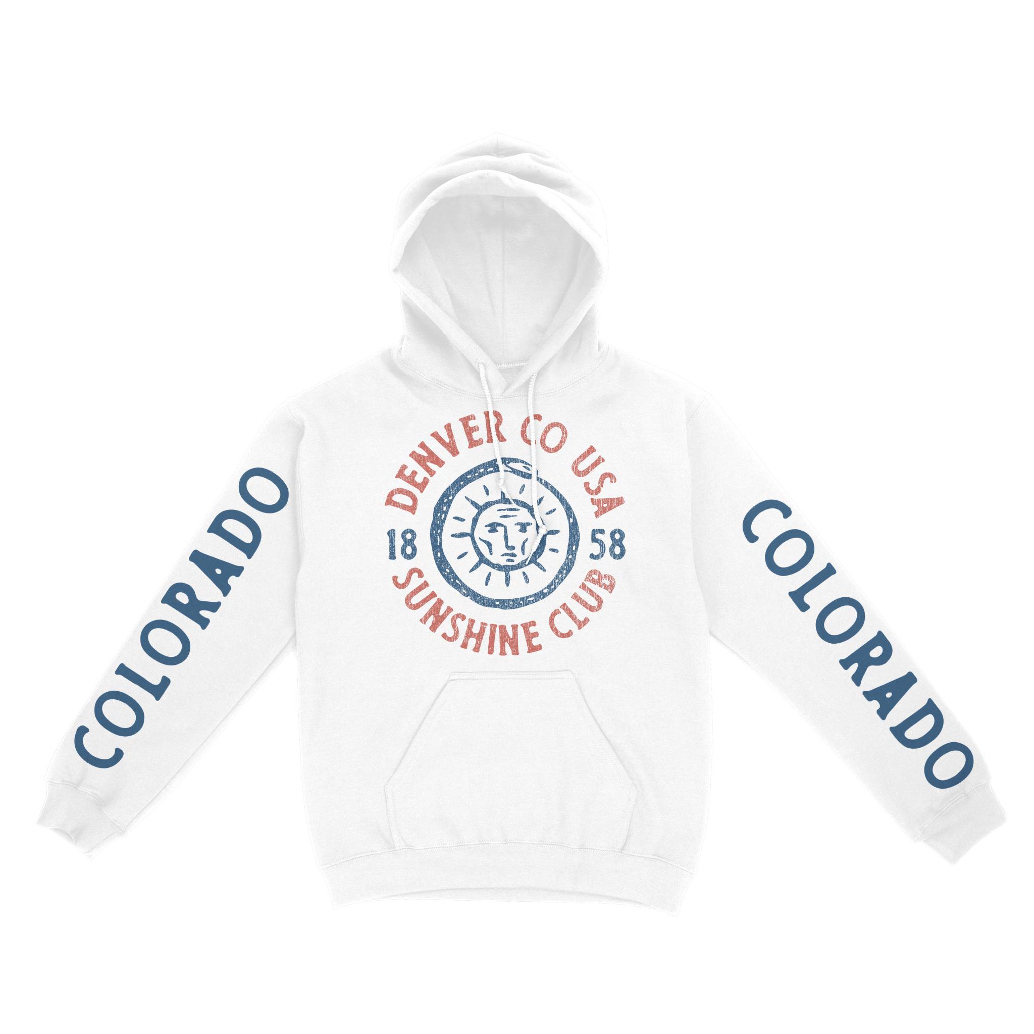 Denver Hoodie in White - front-sleeves view