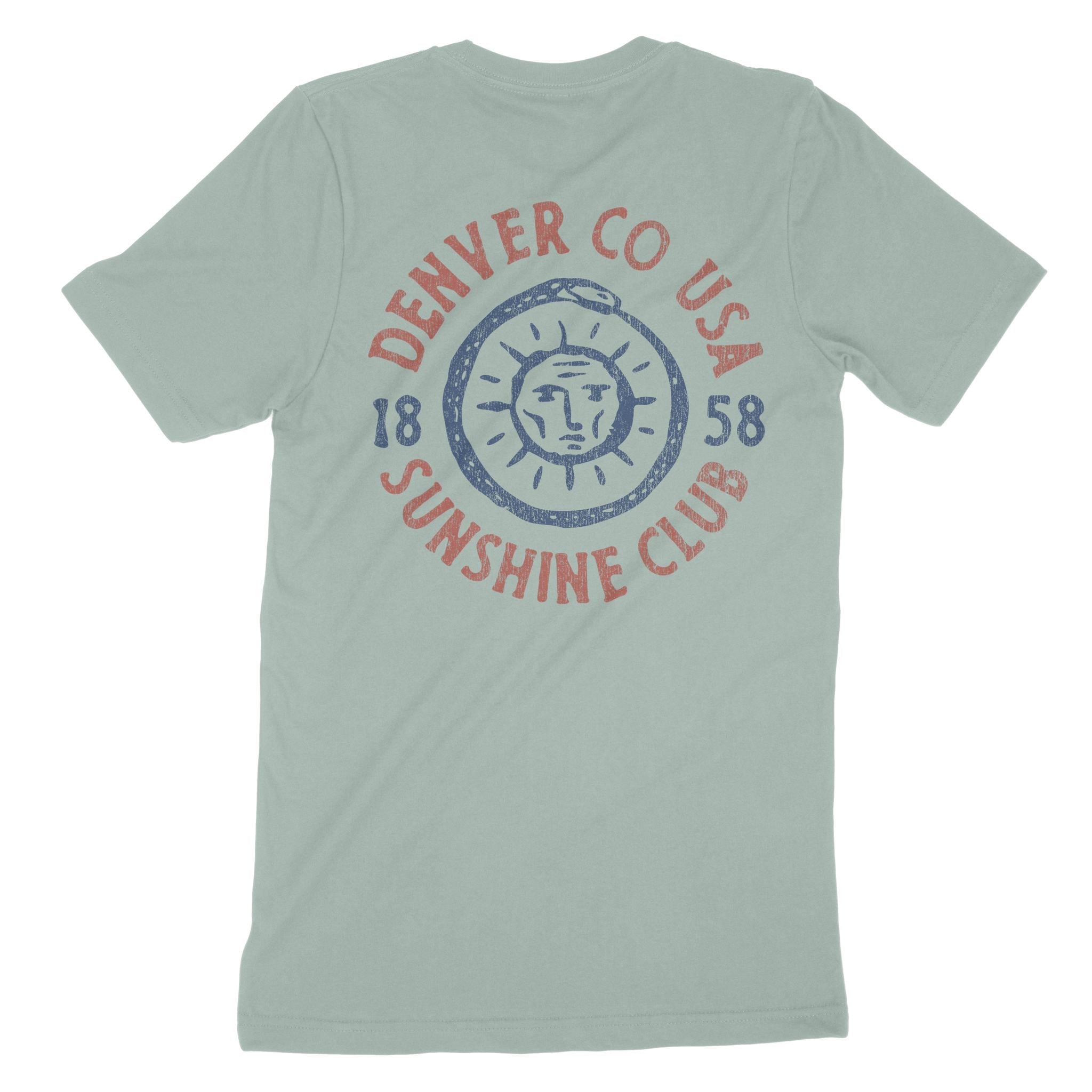 Denver Sun God T-Shirt Dusty Blue back