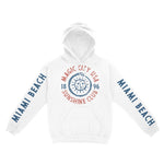 Miami Hoodie in White - front-sleeves view