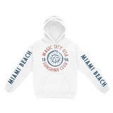 Miami Hoodie in White - front-sleeves view