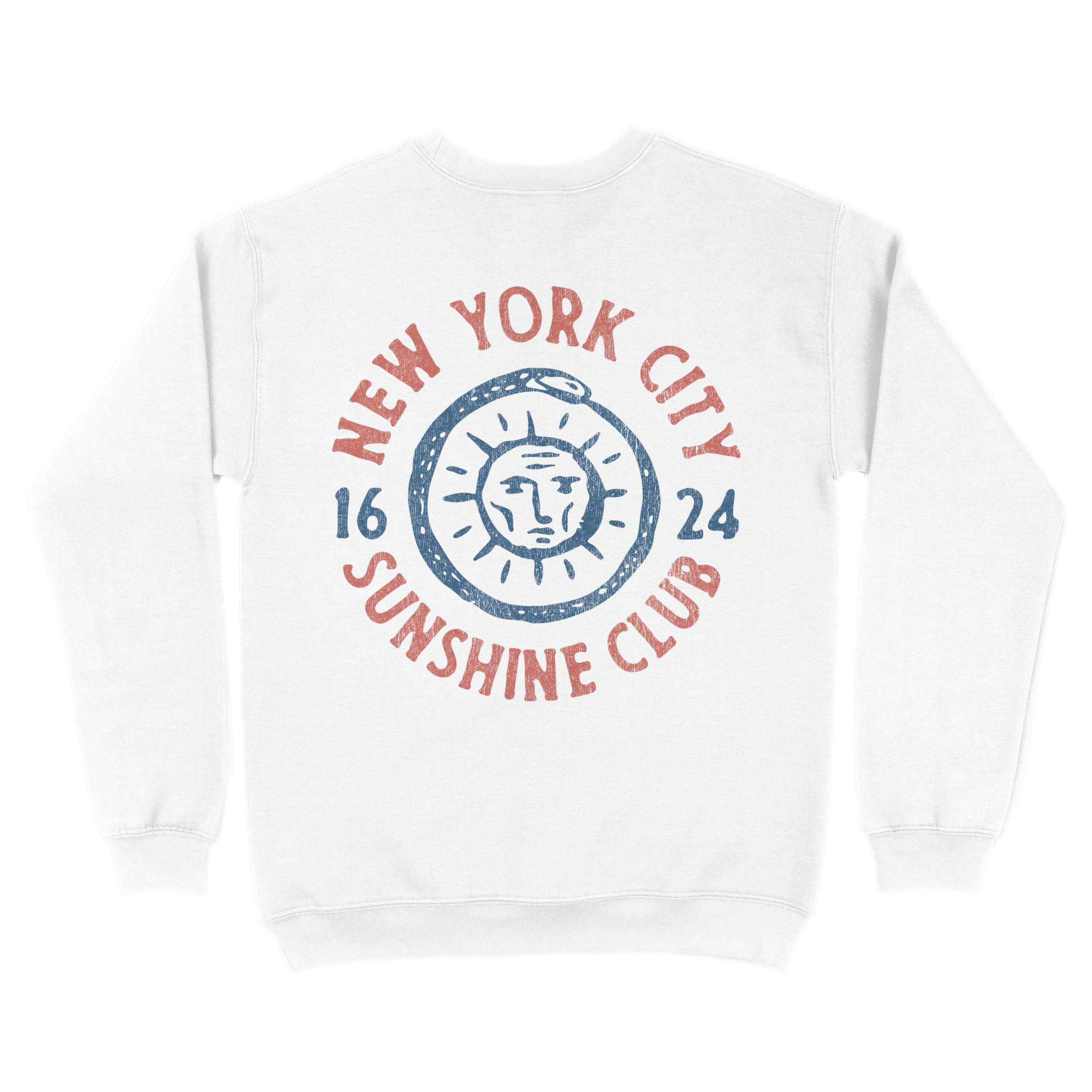 New York Crewneck in White - back view