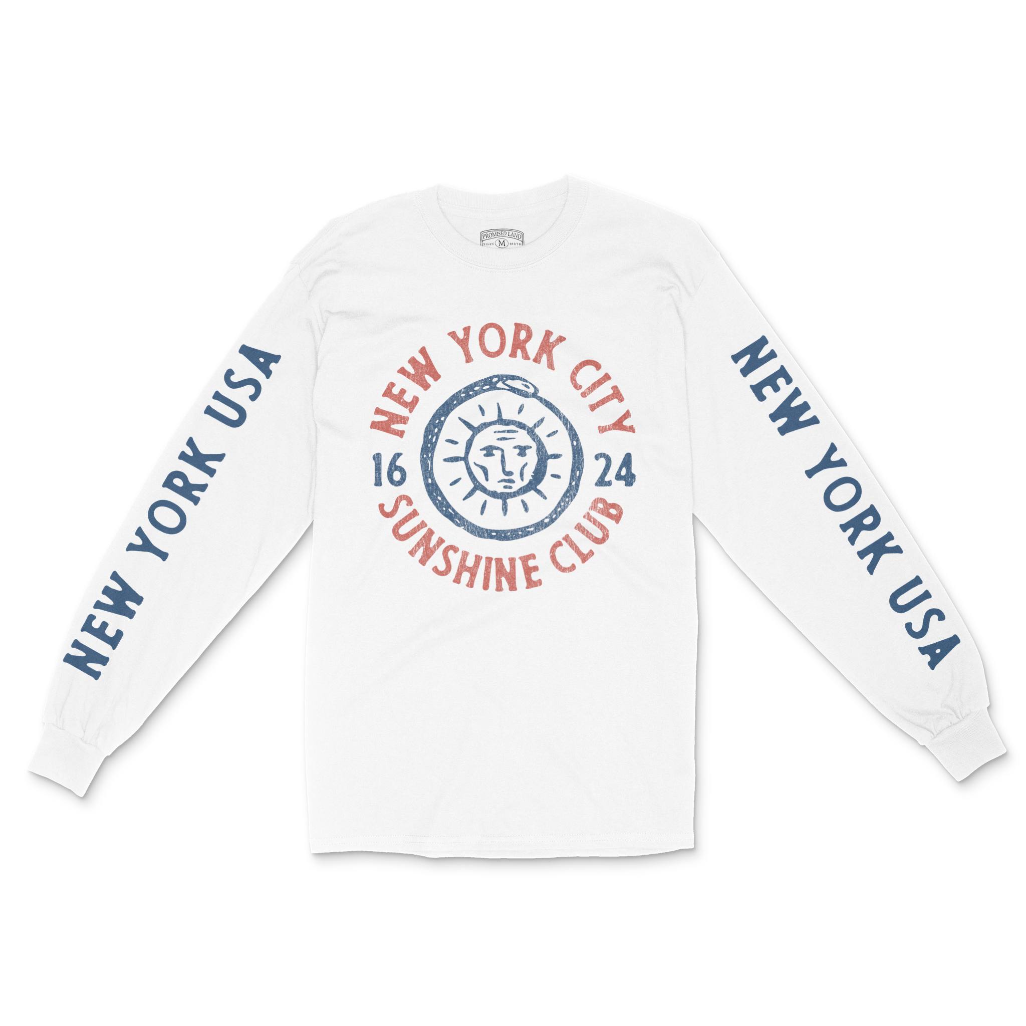 New York Longsleeve in White - front-sleeves view