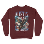 Austin Murica Crewneck in Maroon - back view