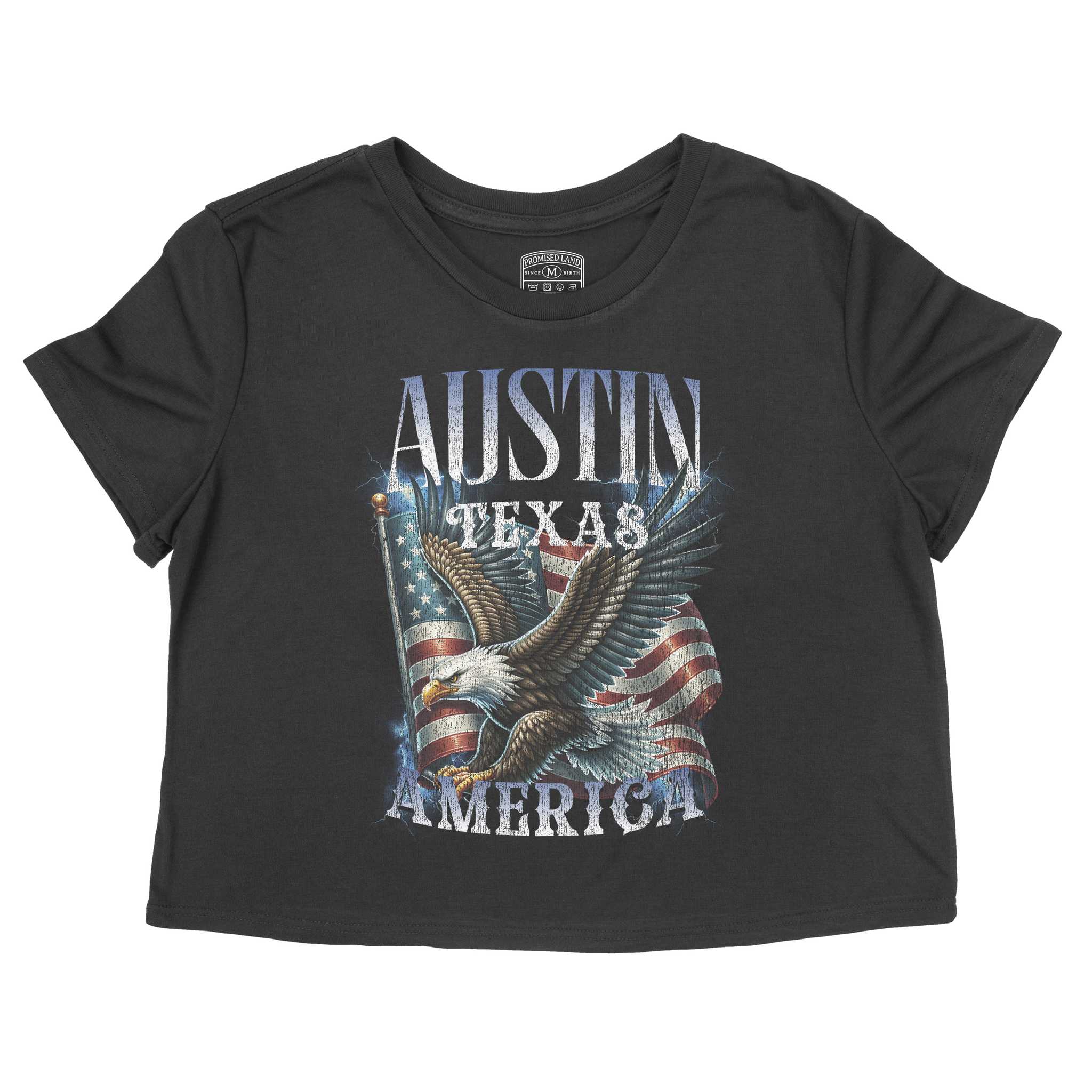 Austin Murica Cropped Tee Black front
