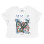 Austin Murica Cropped Tee in White - front view