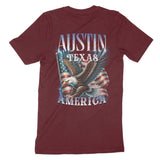 Austin Murica T-Shirt in Maroon - back view